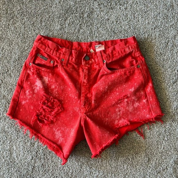 Calvin Klein Jeans Pants - vintage Calvin Klein jeans shorts womens 13 red bleached distressed holy cut off